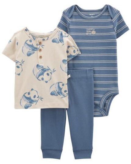 Carter's Camisita Estampado Panda, Enterizo Rayas