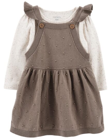 Vestido tipo Jumper con enterizo de puntitos