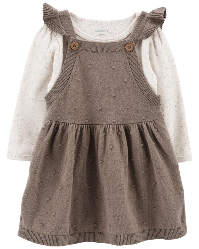 Vestido tipo Jumper con enterizo de puntitos