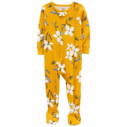 Carters Pijama Amarilla con Estampado de Flores