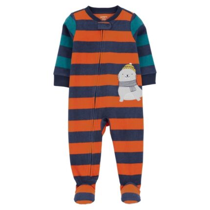 Carter's Pijama de rayas azules con naranja