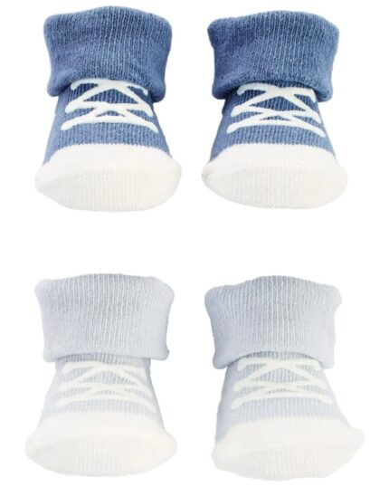 medias paquete de 2 celeste claro y oscuro con imitación cordones