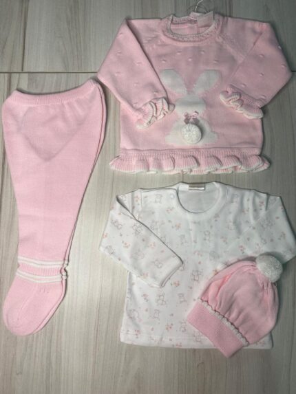 Salida de Hospital de Niña Algodón Hipoalergénico 4 piezas Estampado Conejita